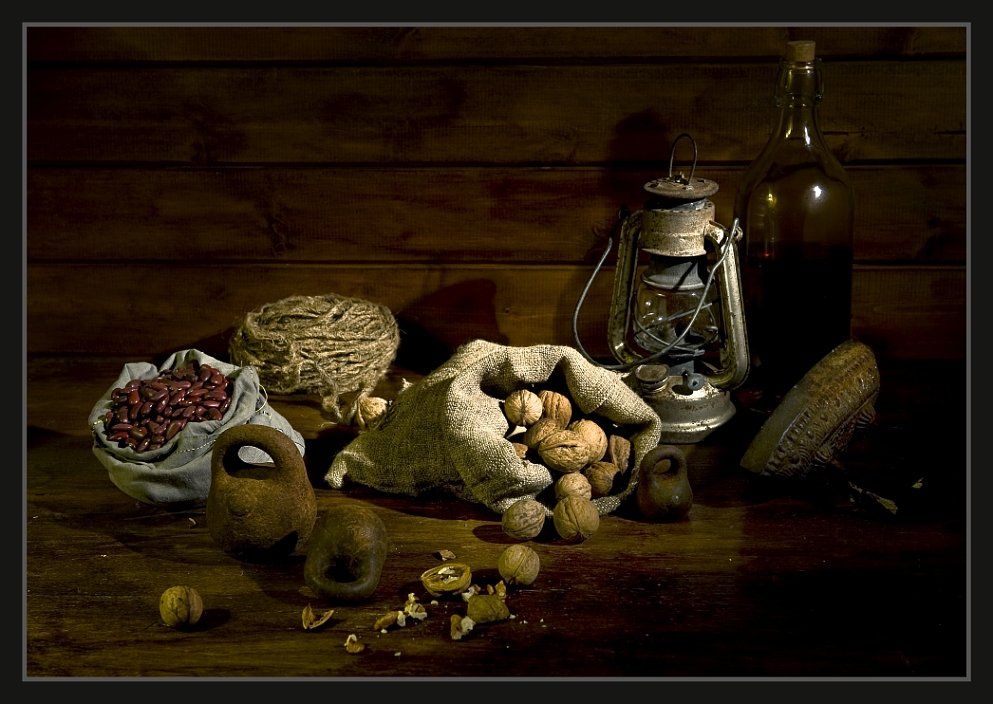 натюрморт, абаджян,  старые предметы, орехи, фасоль, Эдуард Абаджян