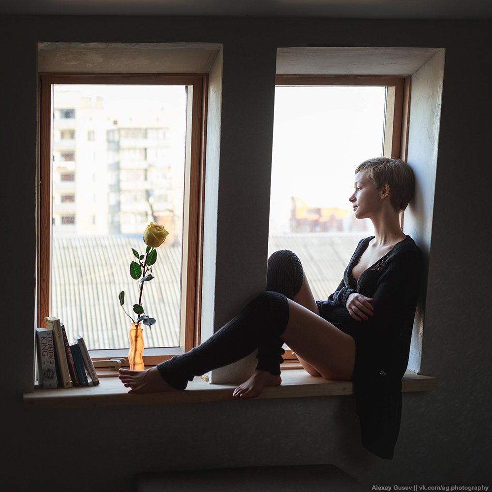 books, city, girl, room, rose, Алексей Гусев