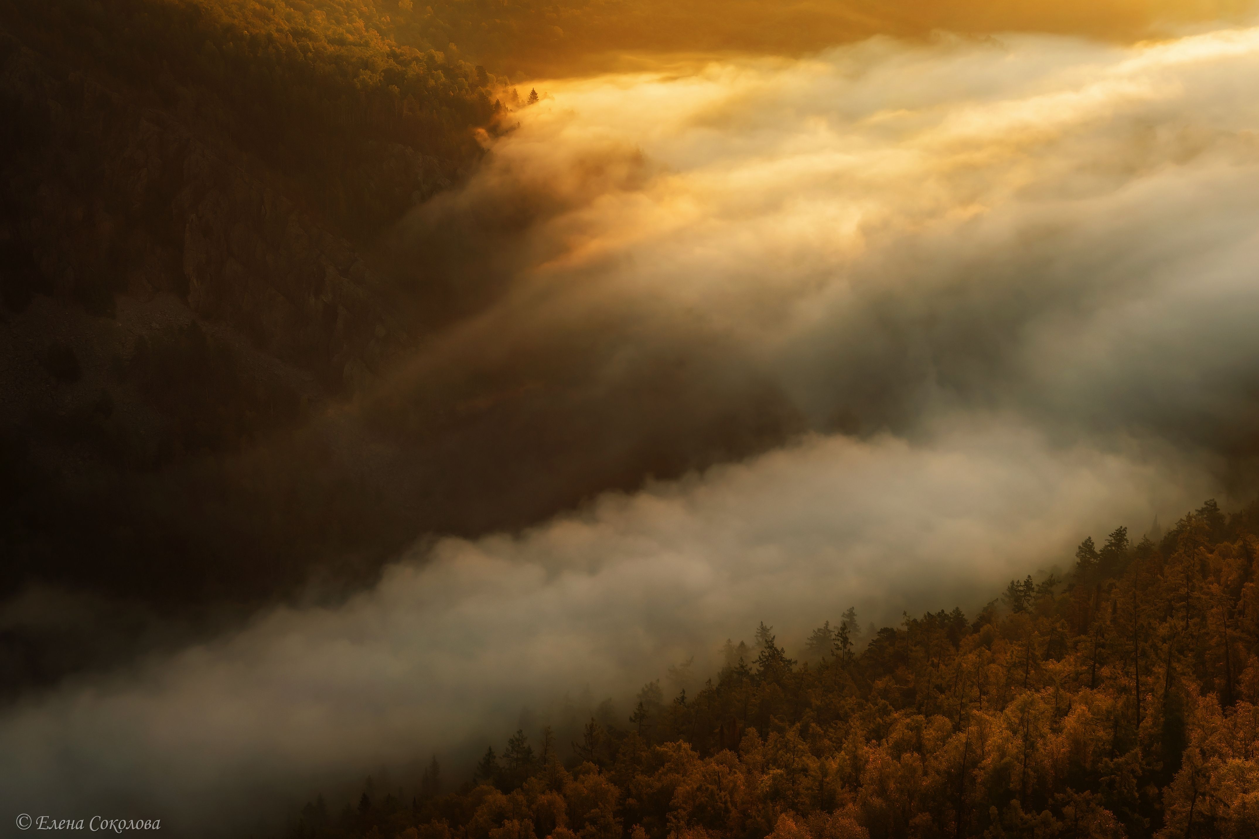 айгир, туман, дымка, утро, рассвет, летний пейзаж, осень, Соколова Елена