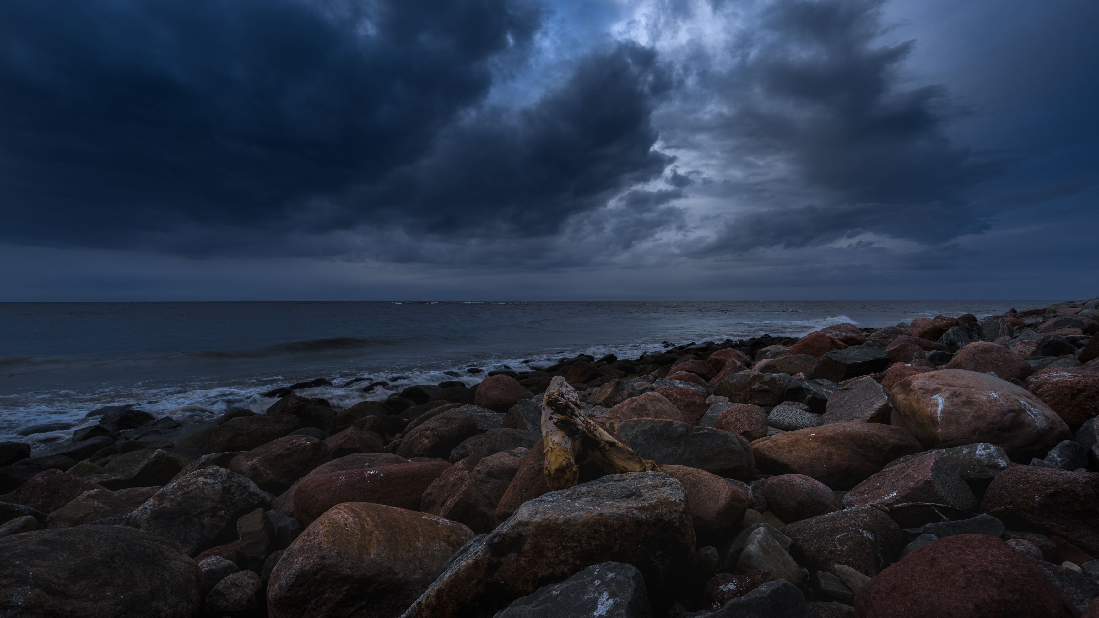 балтийское море, ночь, полнолуние, тучи, Popoff Dmitry
