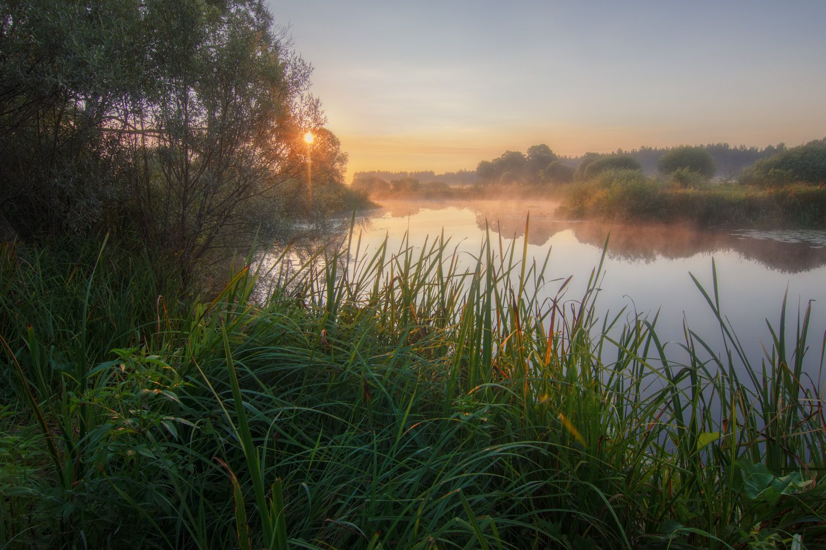 пейзаж, рассвет, туман, река, утро, landscape, dawn, fog, river, morning, Виктор Тулбанов