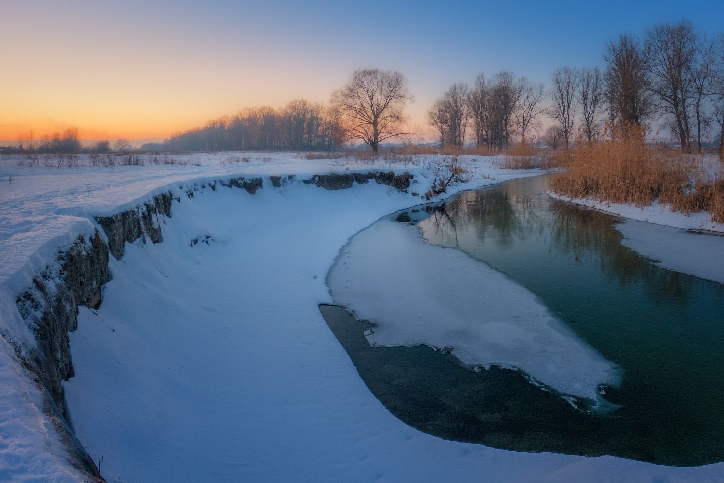 зима, вечер, река, снег, winter, evening, river, snow, Виктор Тулбанов