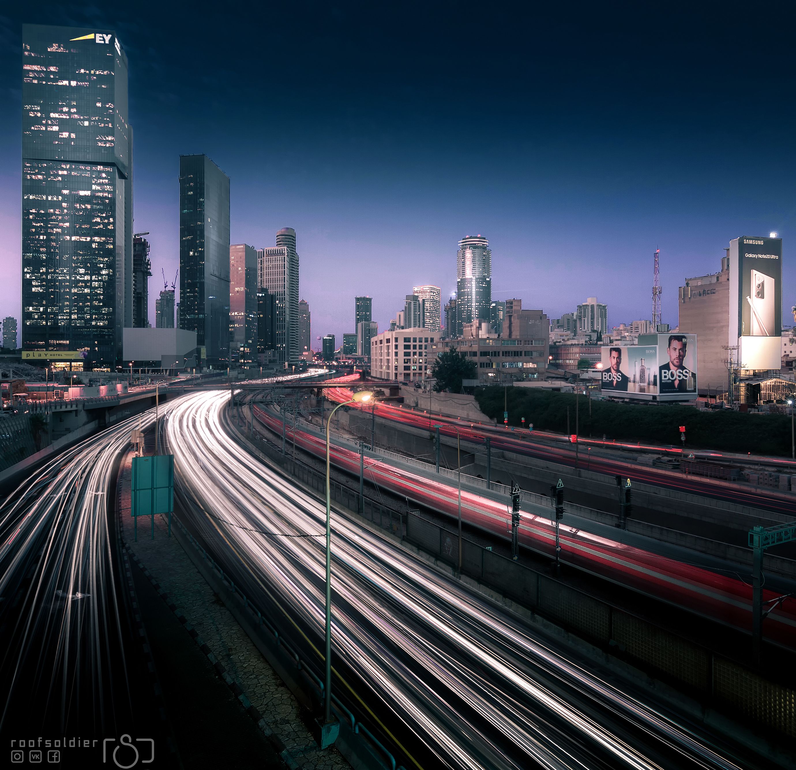 Tel aviv, Israel, night, city, urban, architecture, cityscape, blue, longexposure, Голубев Алексей