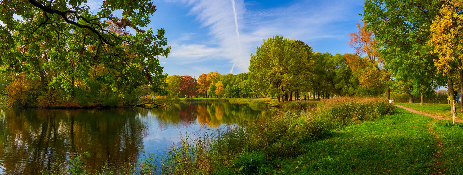 осень, пейзаж, природа, листва, цветная, яркая, озеро, деревья, красиво, петергоф, Игорь Парсаданов