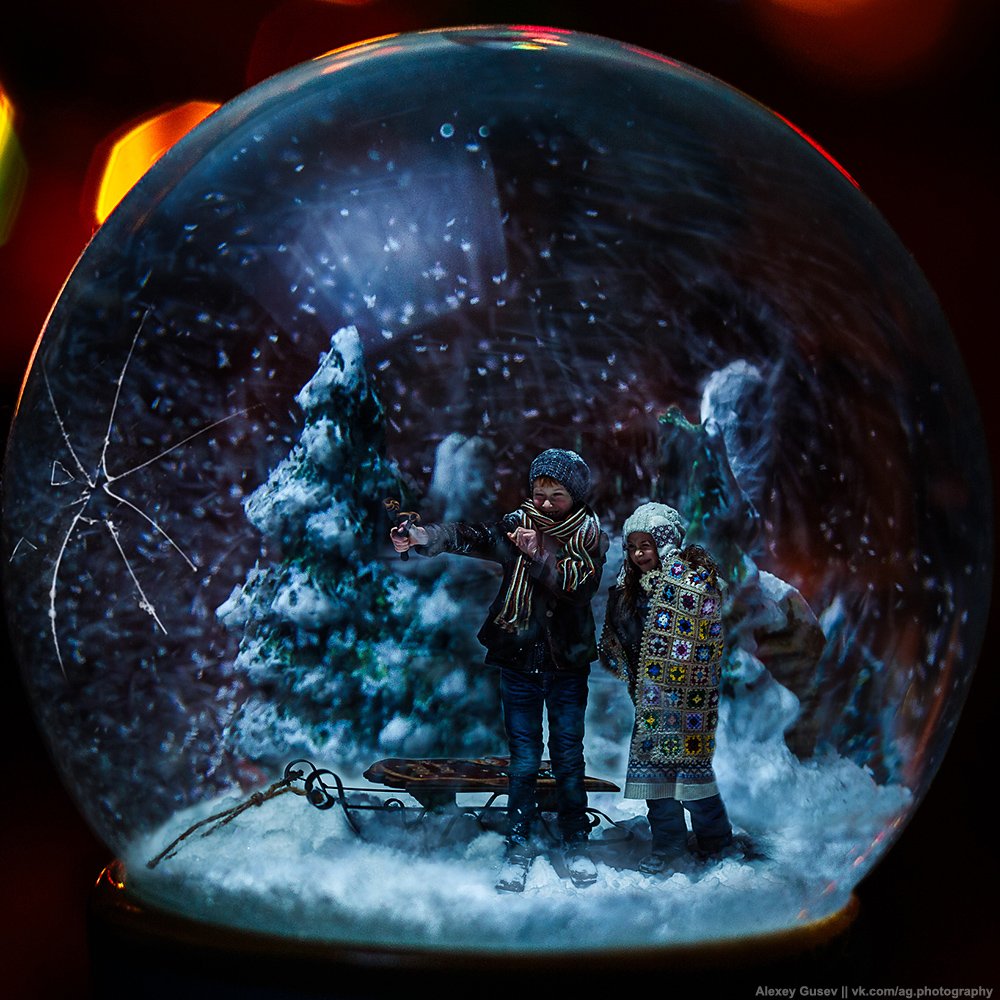 Christmas, Fun, Globe, Joke, Kids, Slingshot, Snow, Winter, Алексей Гусев