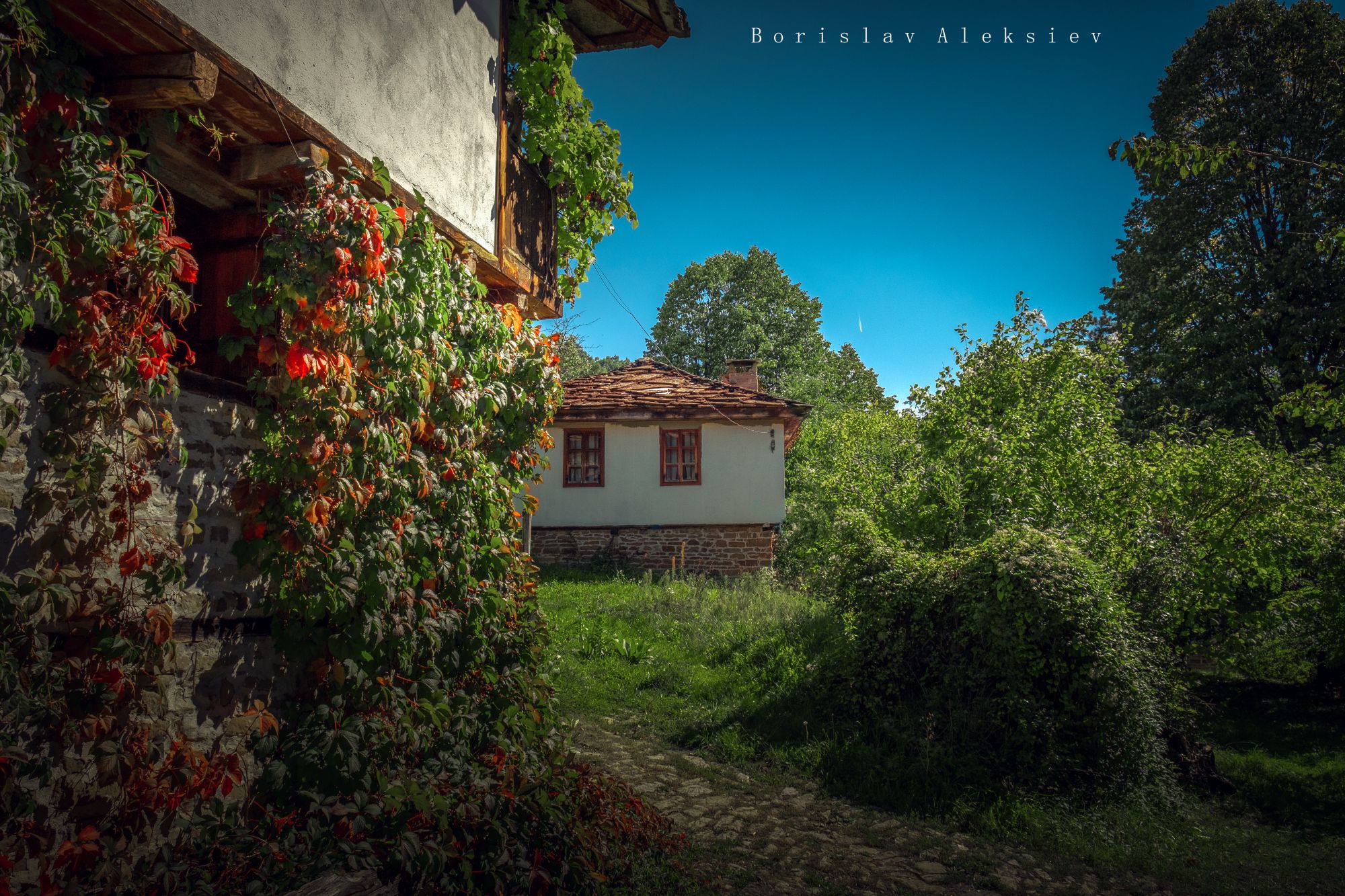 gabrovo,bozhentsi,bulgaria,travel,green,white,flowers,summer,exterior,building,house, Борислав Алексиев