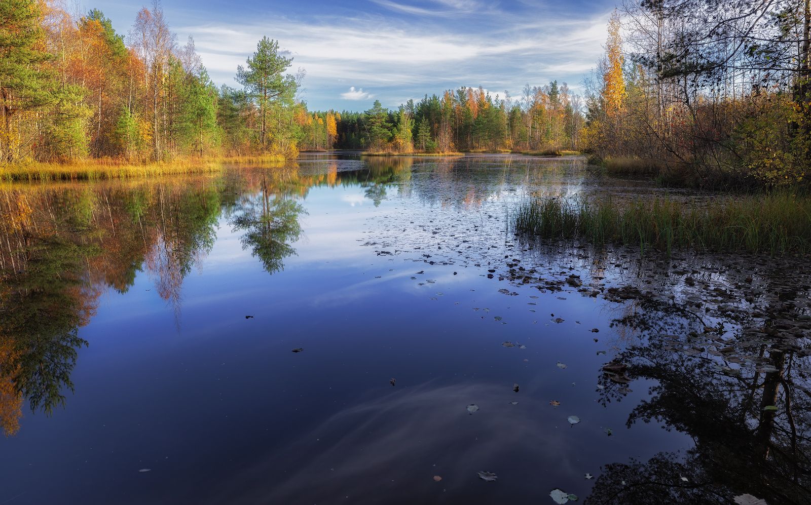 озеро болото вечер закат осень октябрь небо отражение красота, Скороходов Константин
