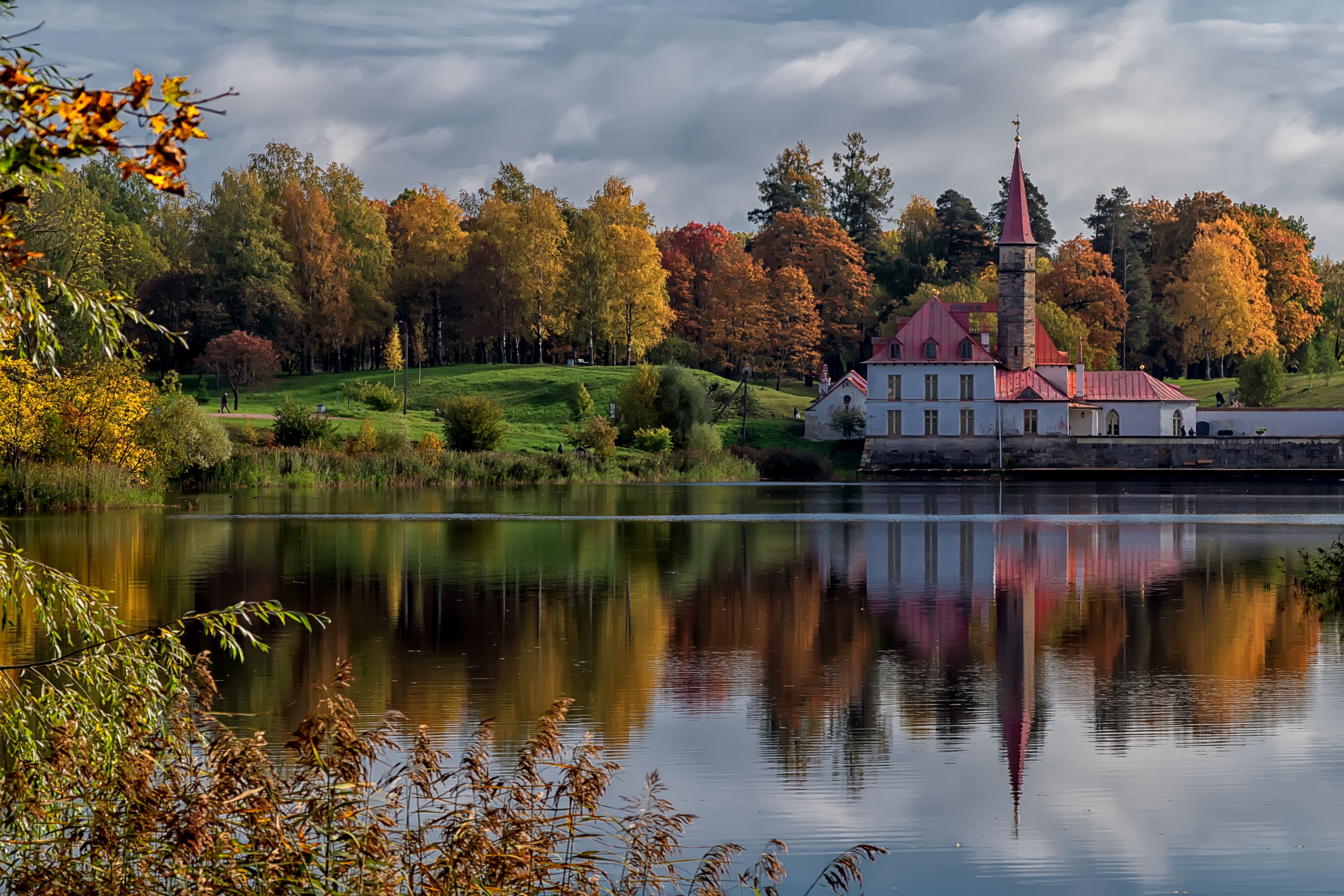 пейзаж осень озеро архитектура дворец, Тамара