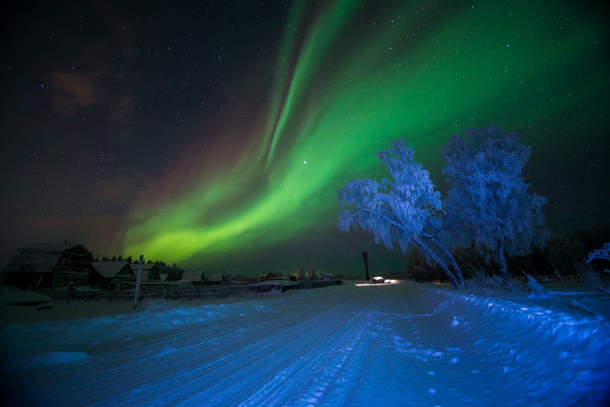 Aurora borealis, Заполярье, Северное сеяние, Роман Горячий