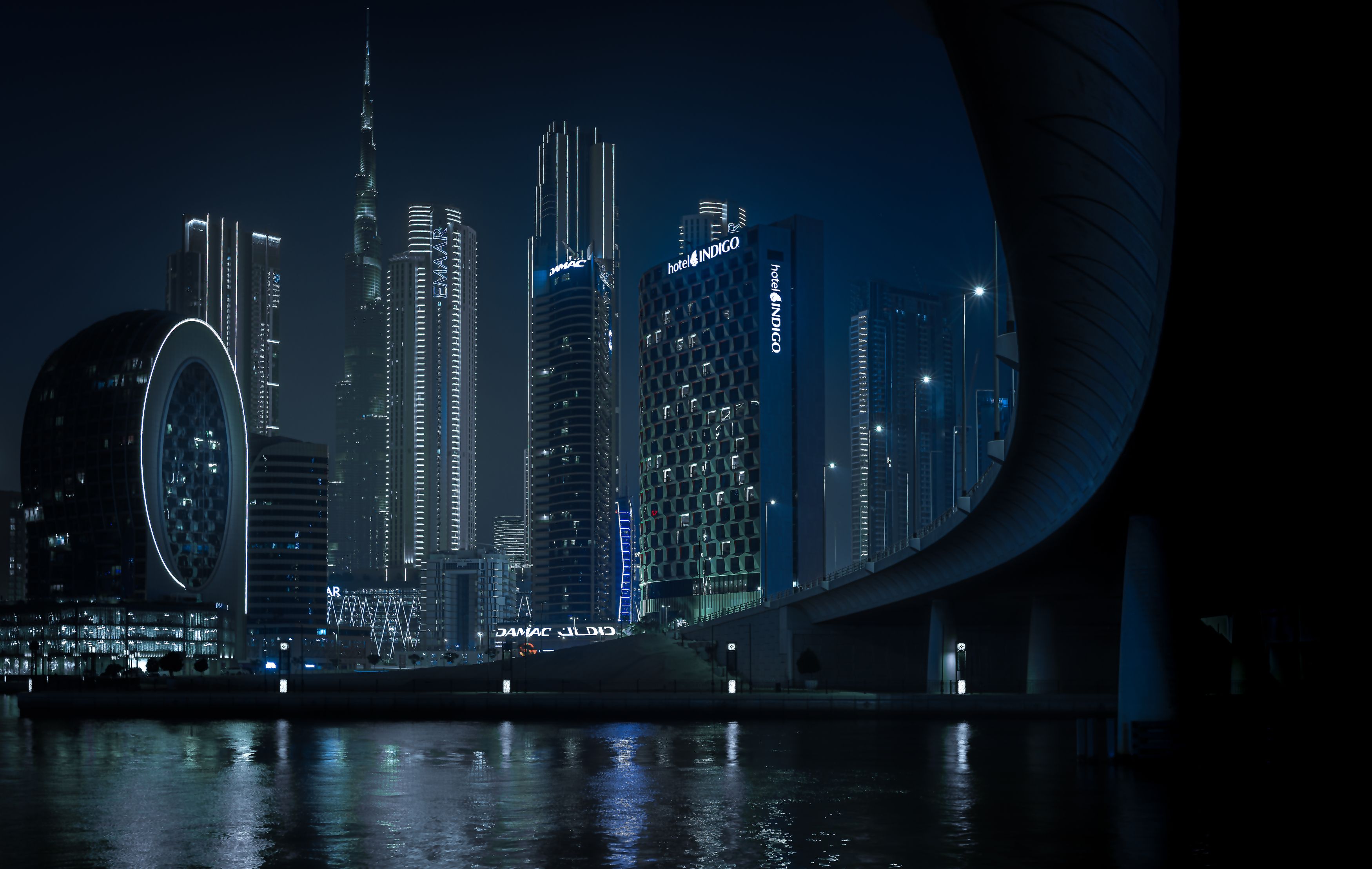 dubai, uae, emirates, city, skyscaper, bridge, night scene , Roman Bevzenko
