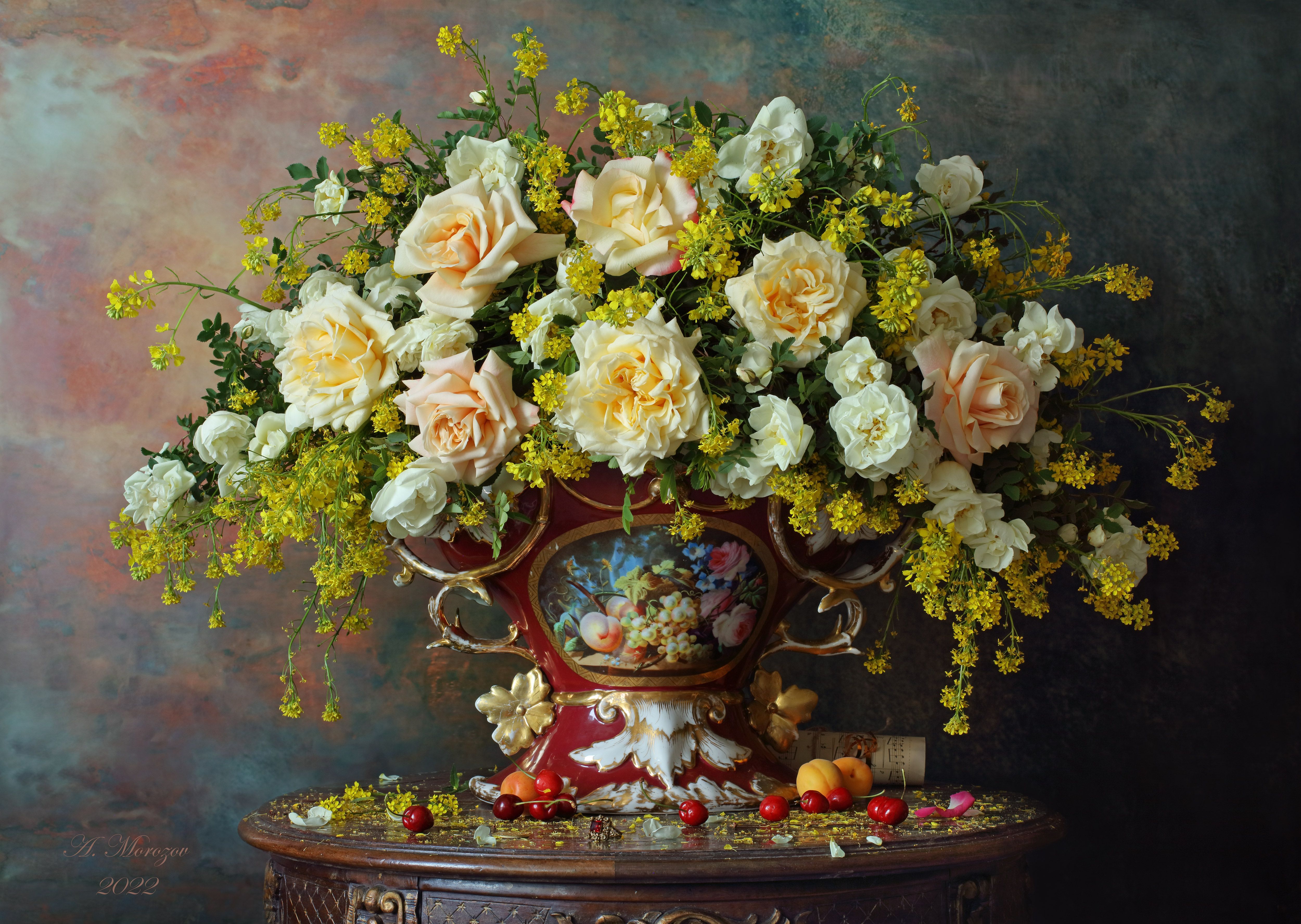 розы, цветы, букет, ваза, Андрей Морозов