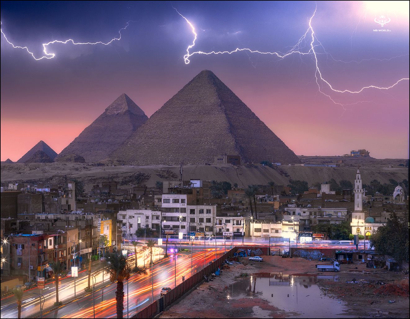 Египет, Гиза, пирамиды, гроза, пейзаж, Mikhail Vorobyev