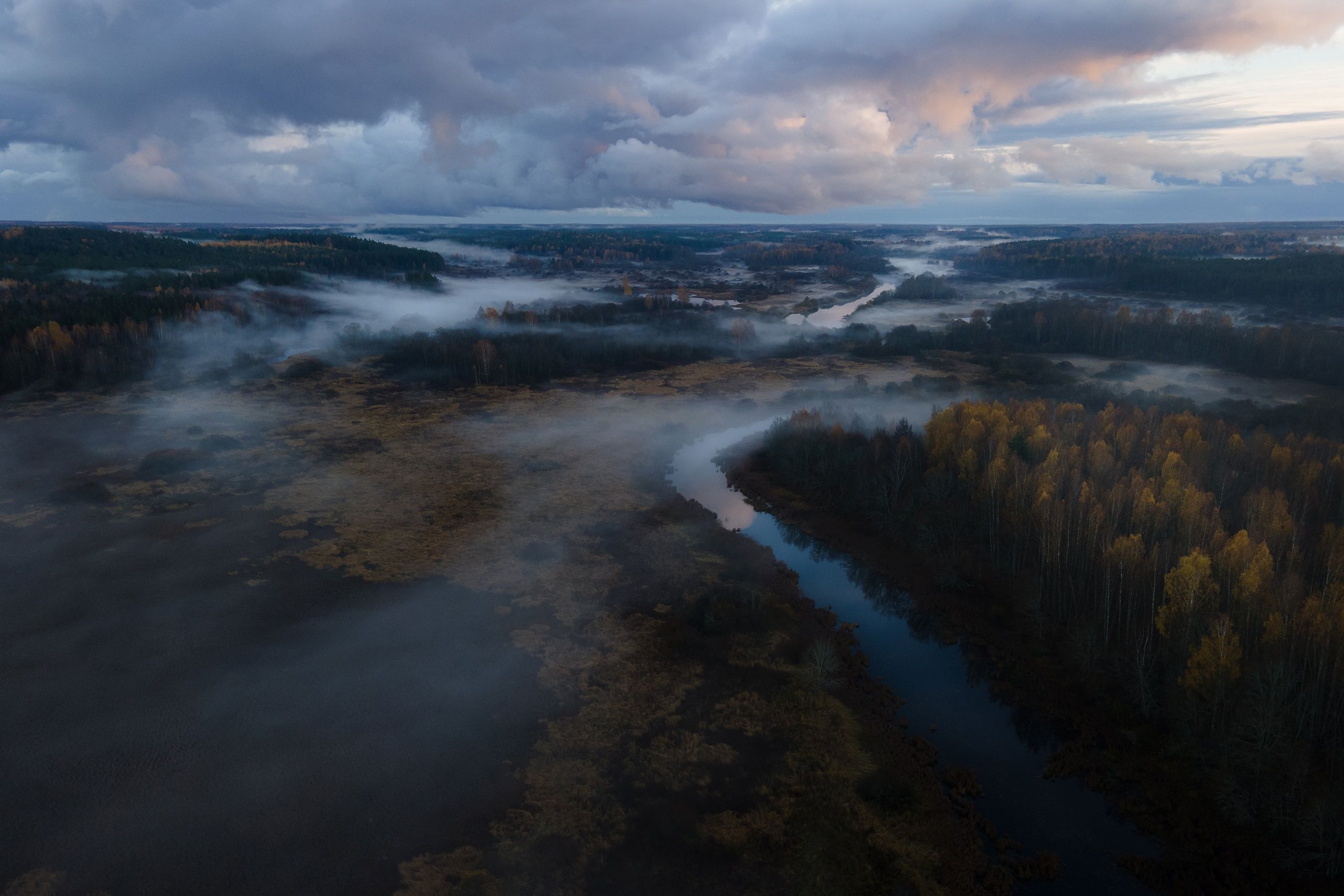 осень, лес, туман, река, пейзаж, Лутовкин Артём