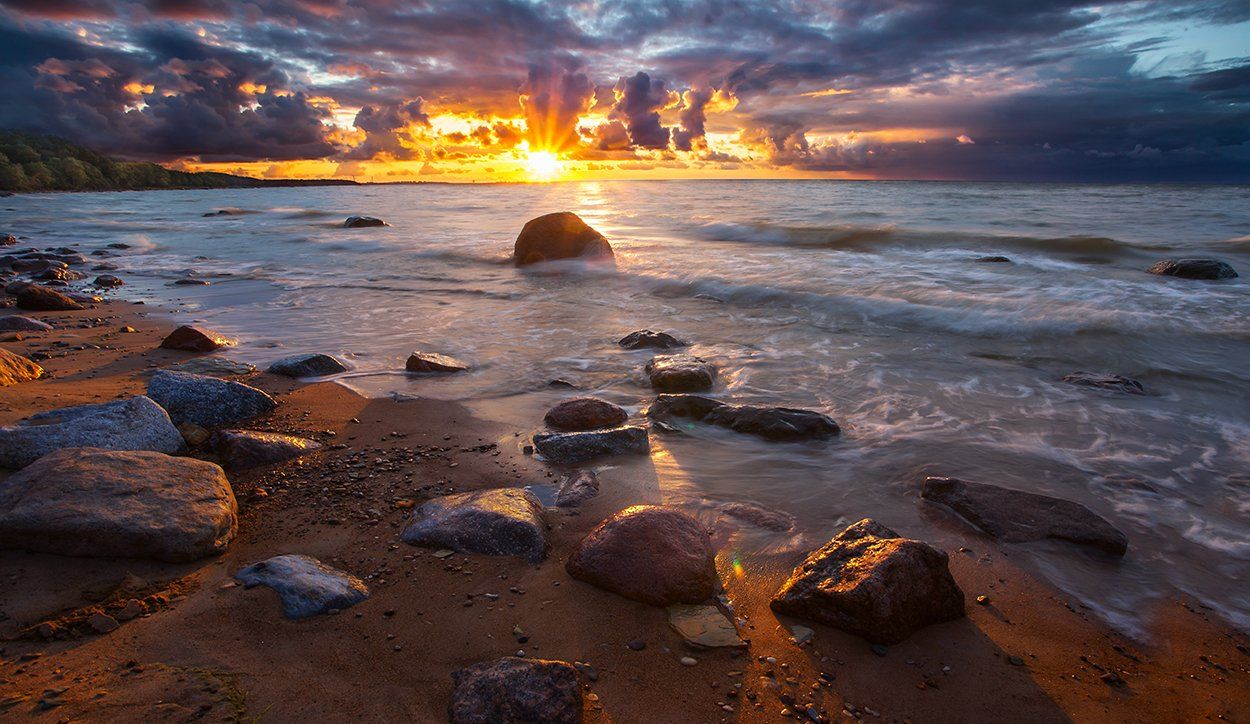 Baltic sea, Estonia, Light, Summer, Sunset, Kljuchenkow Aleksandr