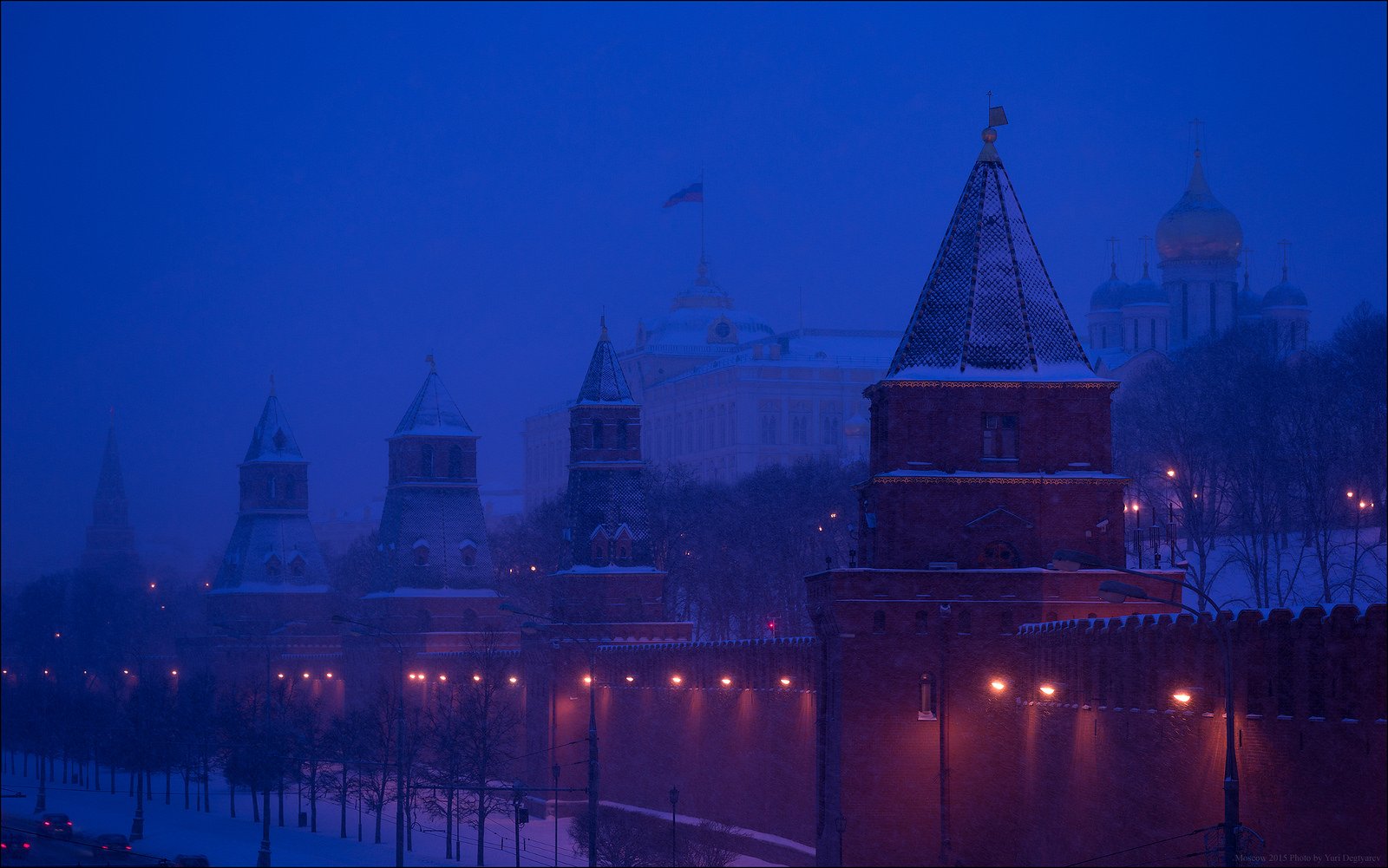 Башни, Город, Зима, Кремль, Москва, Россия, Синь, Снег, Столица, Юрий Дегтярёв