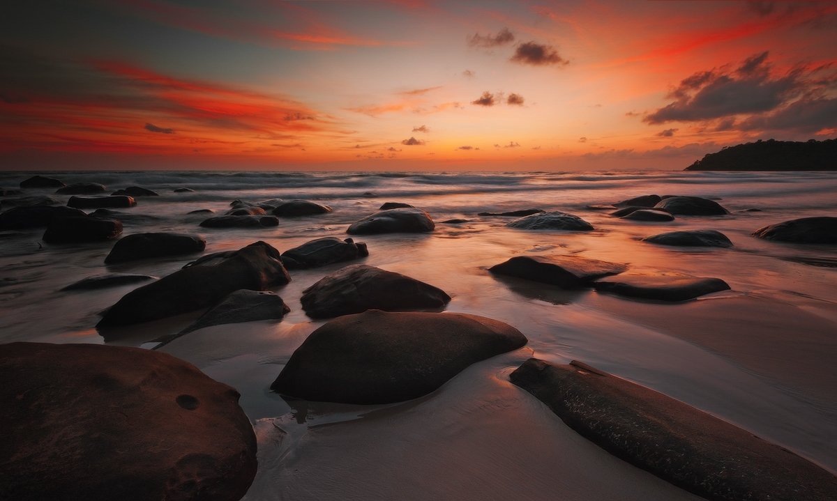 Koh kood, Sea, Stones, Sunset, Thailand, Борис Богданов