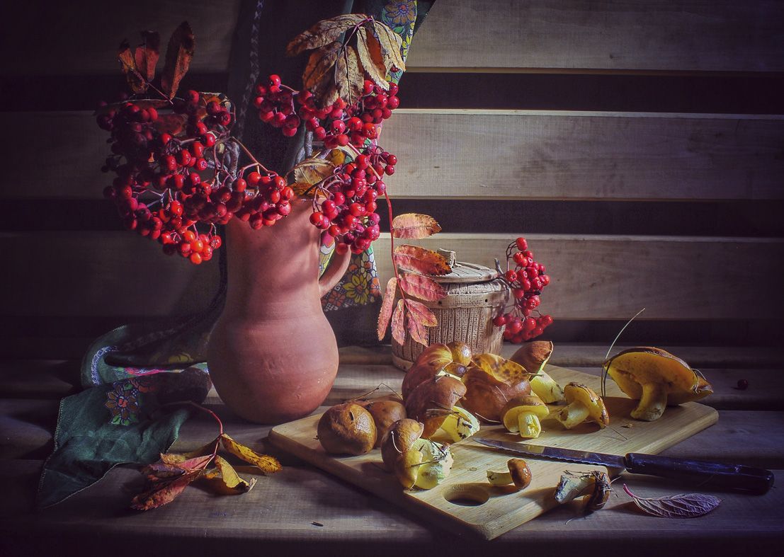 натюрморт,осень,грибы,рябина,, Zadorina Svetlana