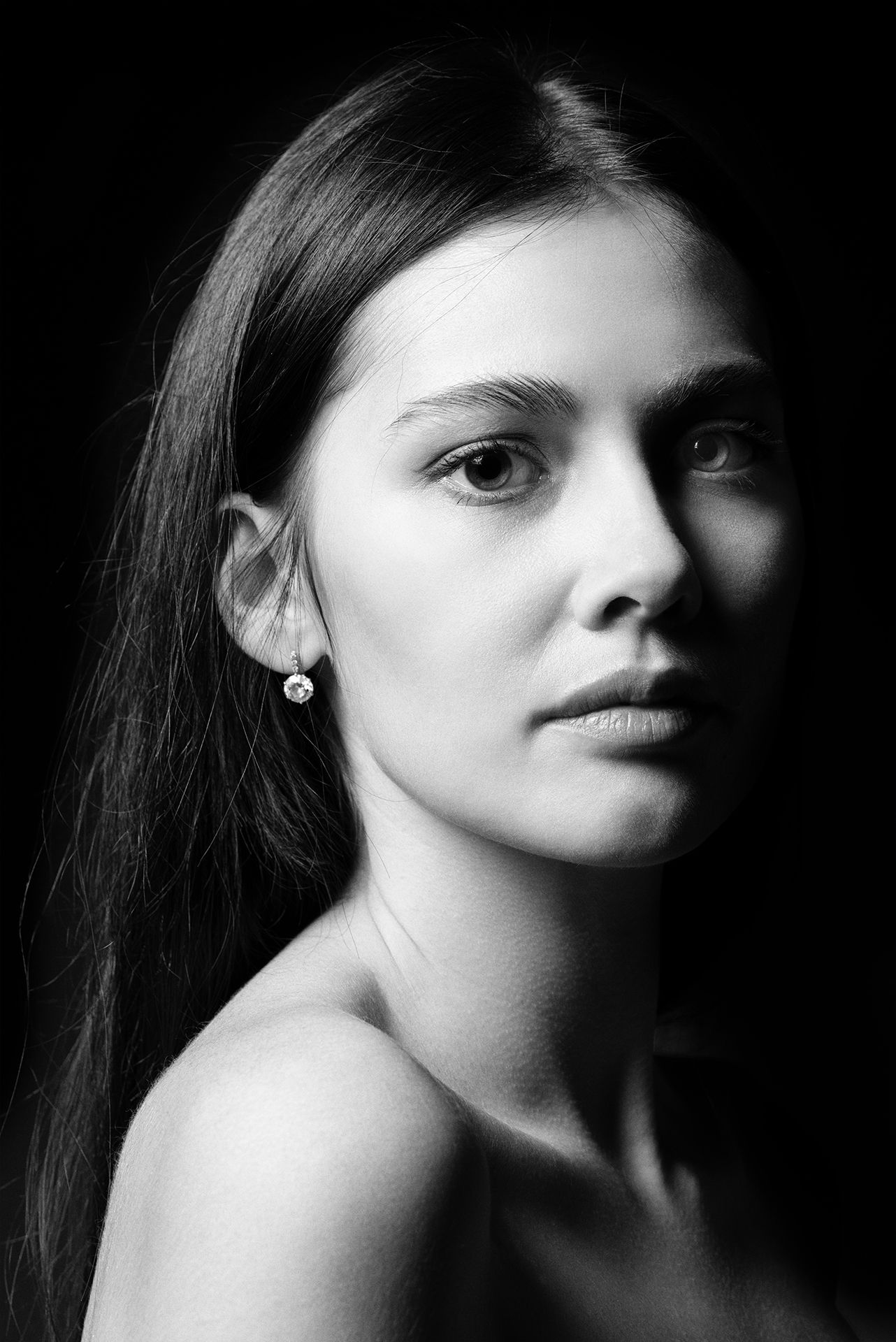портрет, чёрное и белое, чёрное, белое, монохром, девушка, Андрей Ефимов