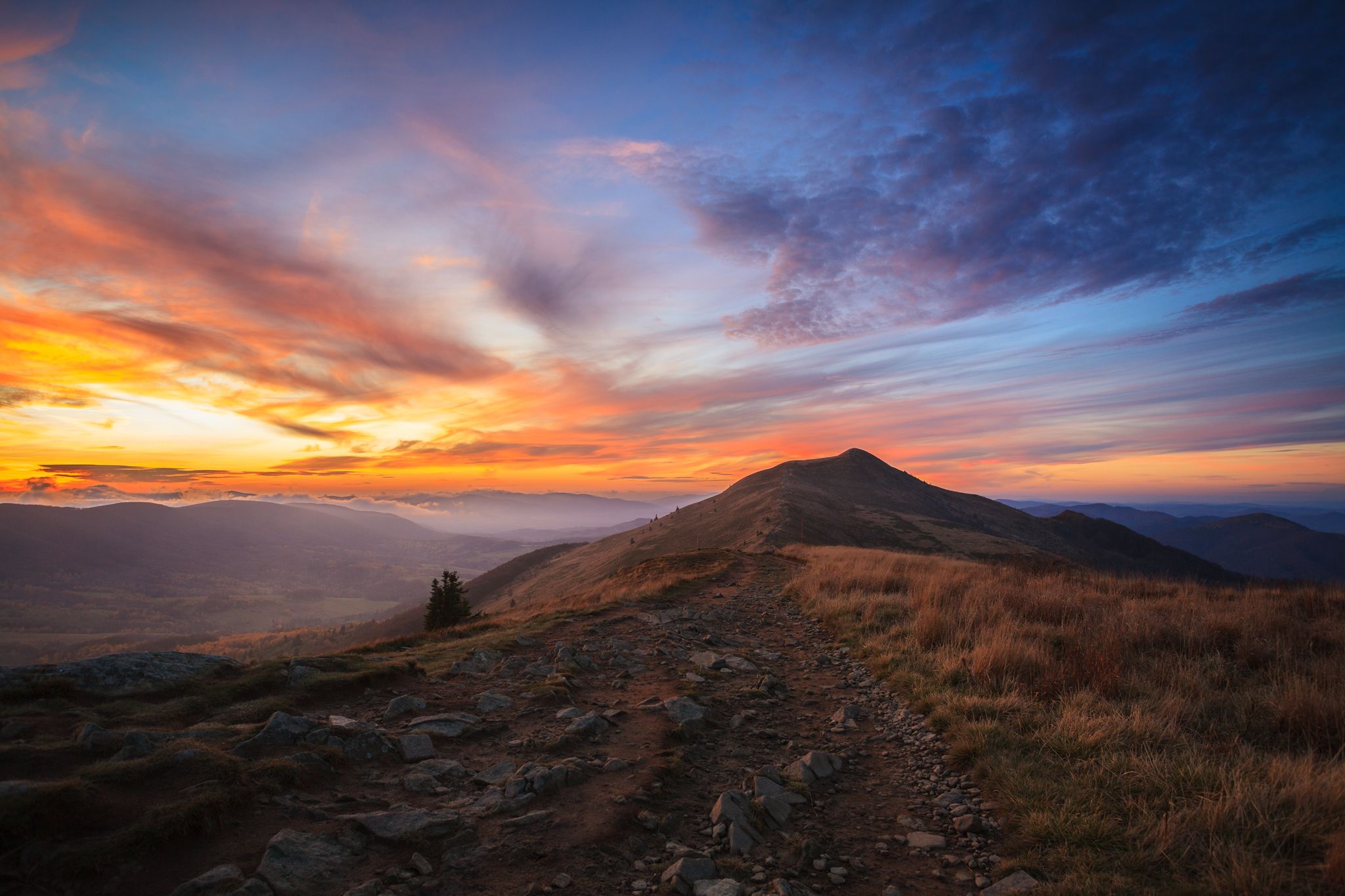 bieszczady, mountains, national, park, sunset, clouds, colors, autumn,,  Mirosław Pruchnicki