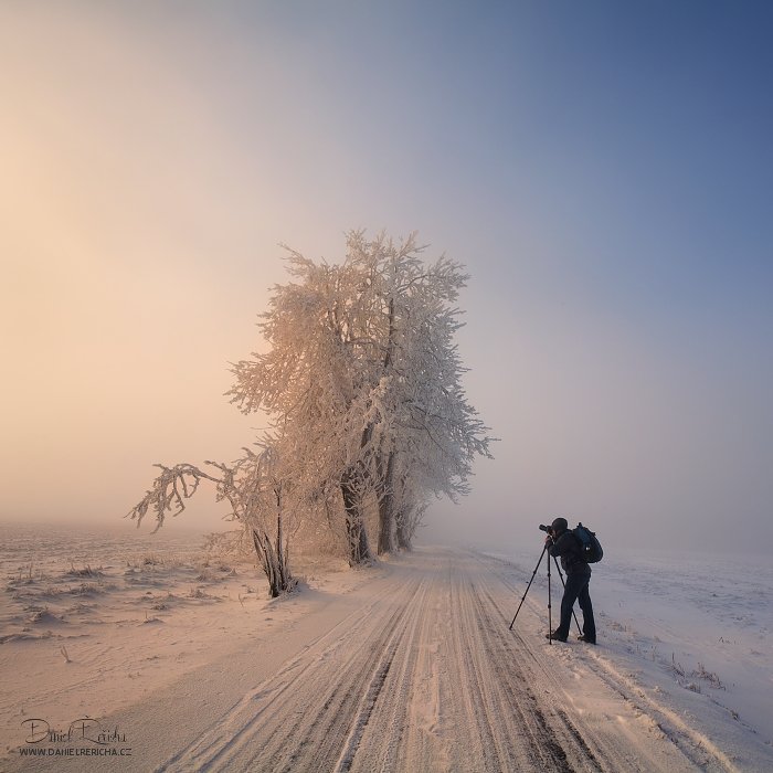 Czech republic, Fog, Frozen Forest, Mist, Morning light, Ore mountains, Photographer, Road, Sky, Trees, Winter, Daniel Řeřicha