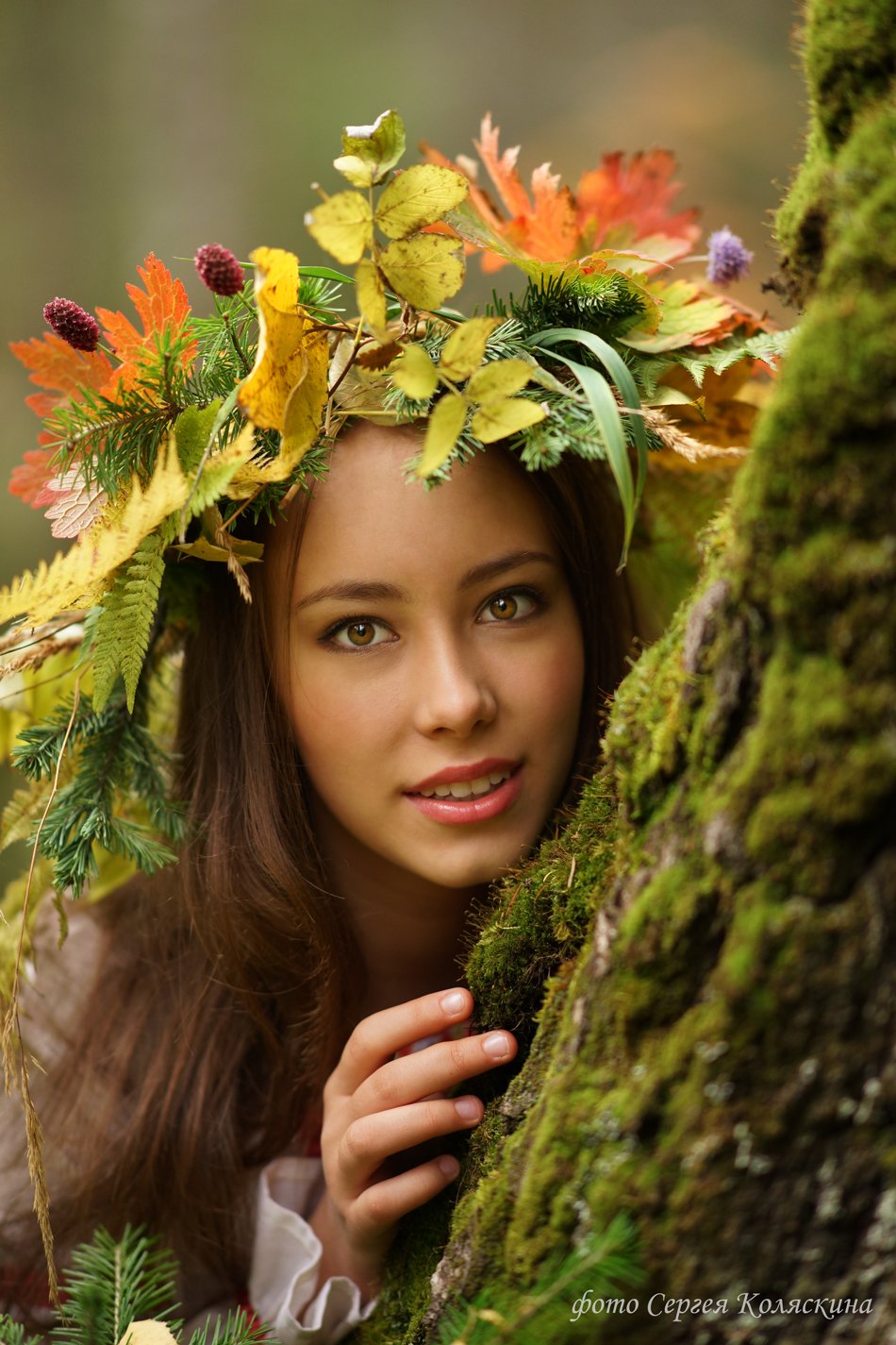 Портрет, девочка, девушка, женщина, осень, листья, лес, Сергей Коляскин, Сергей Коляскин