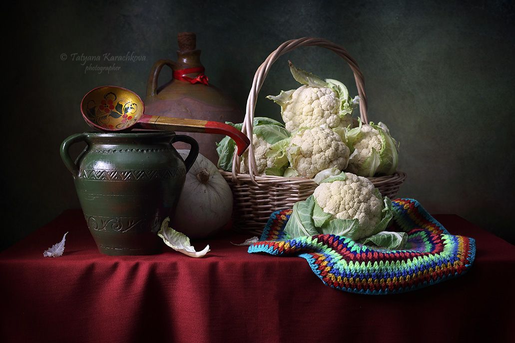 натюрморт, цветная капуста, красный , овощи, корзина, Tatyana Karachkova