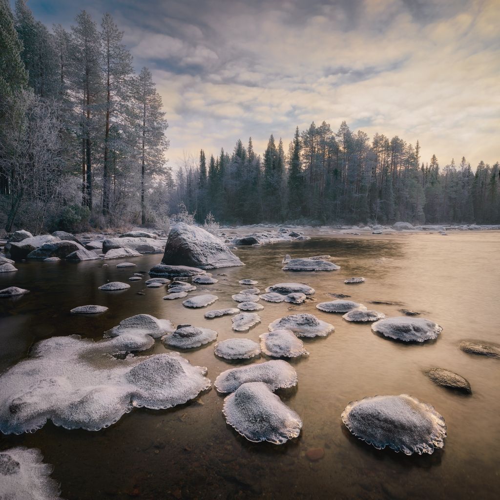 река, лед, предзимье, Dmitry Medyancev