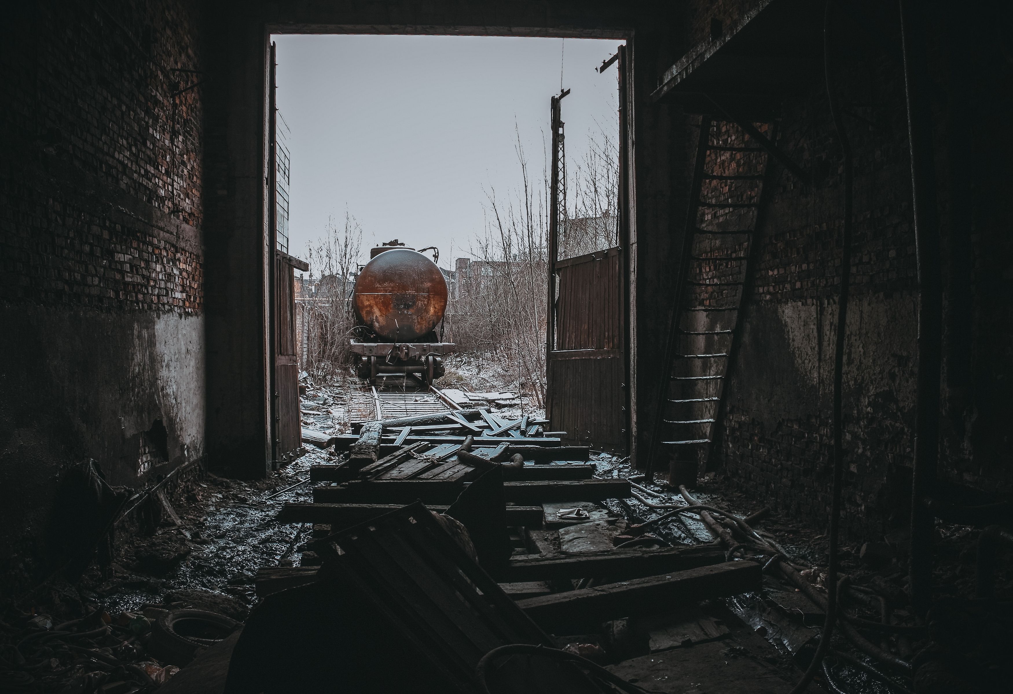 поезд, вагон, рельсы, шпалы, ворота, цистерна, Vladimir Kedrov