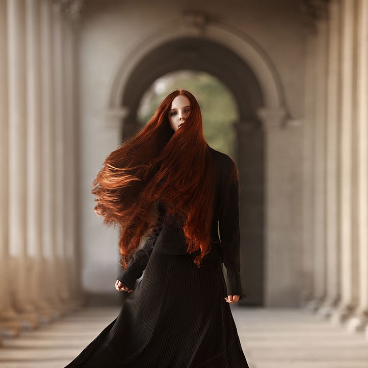 Black, Ginger, Gothic, Hair, photo, Photography, Portrait, Red, Wind, Woman, Елена Daedra Алферова