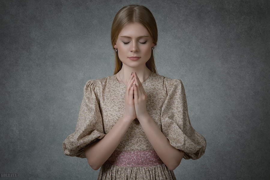 Blond, Girl, Portrait, Pray, Колбая Александр