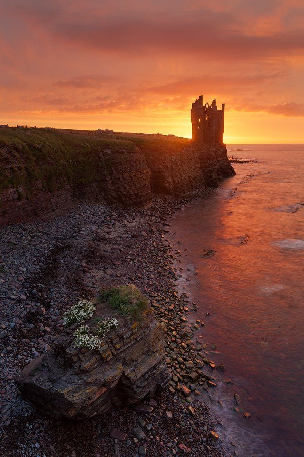 castle, landscape, scotland, замок, рассвет, шотландия, Alex Darkside