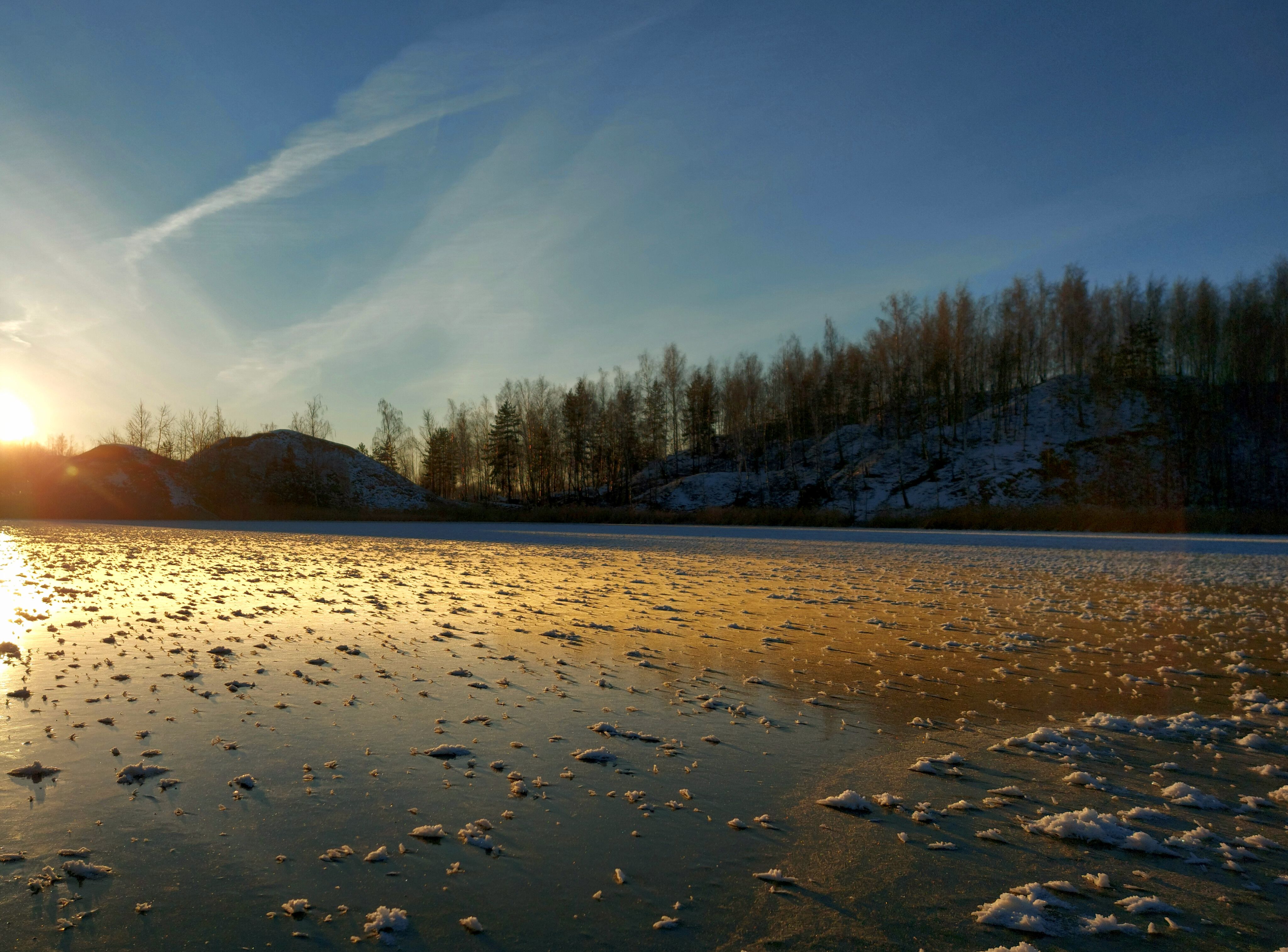 зима, рассвет, лёд, карьер, утро, Валерий Савостьянов