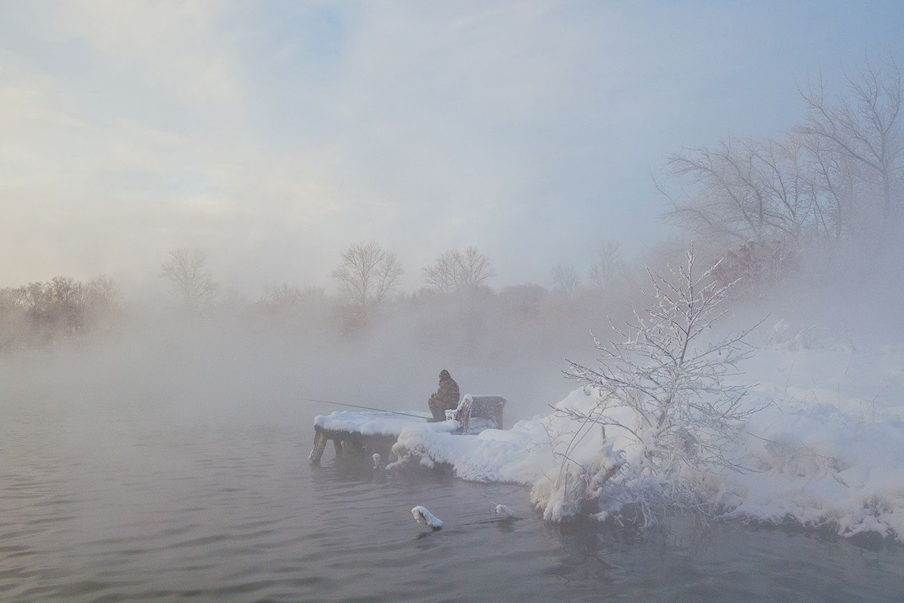 озеро горячка, зима, косая гора, Михаил Агеев