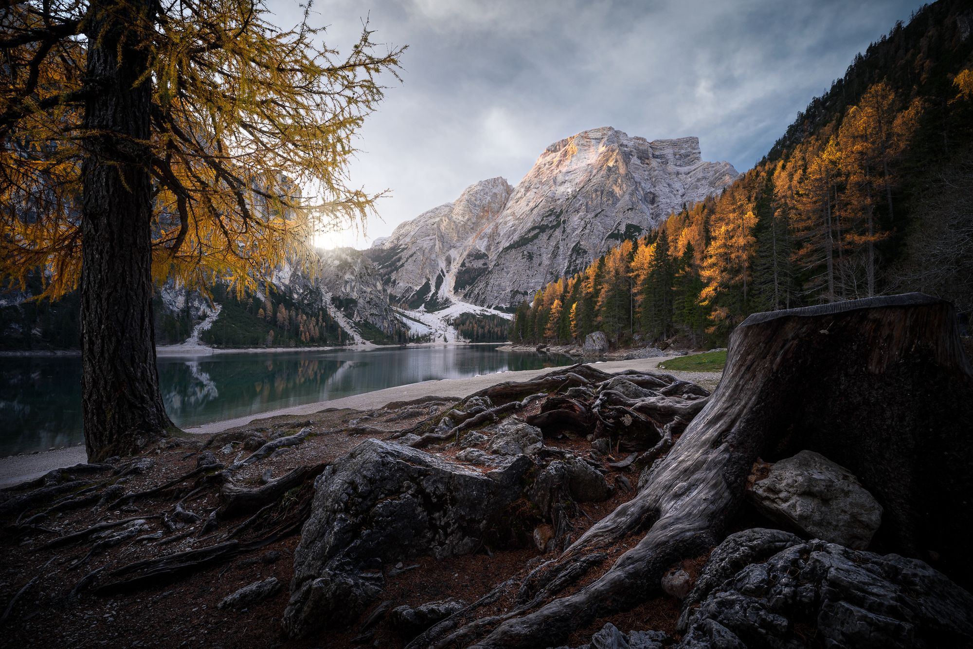 Mountain, alps, lake, fall, dolomites, autumn, trees, Stefano Balma