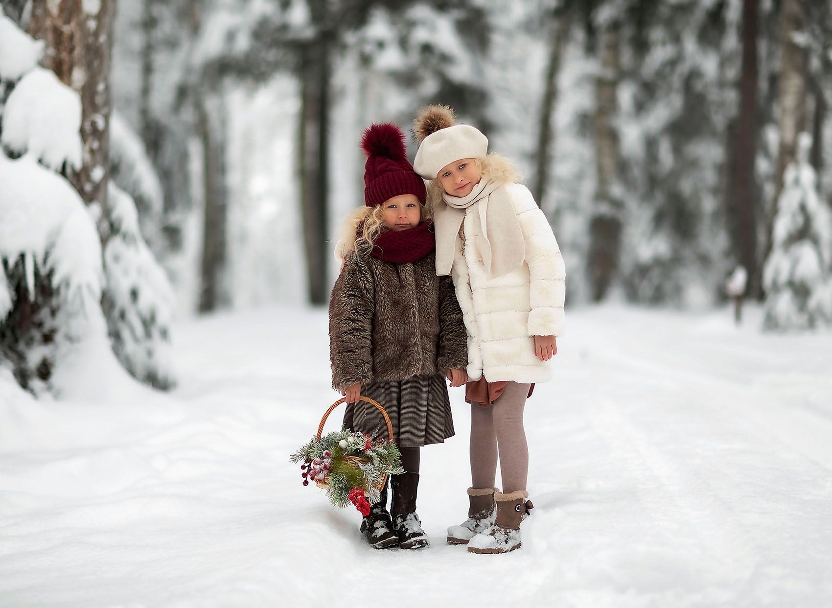 девочки, зима,лес,сказка, настроение, природа, children, forest, nature, magic, story, Yulia Stukalova