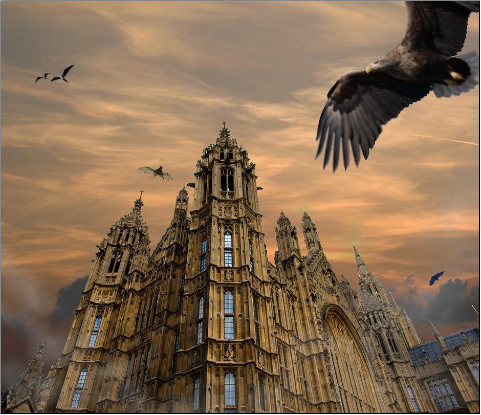 замок, орел, птицы, летучие, мыши, сказка, легенда, фантазия, Boris Bort