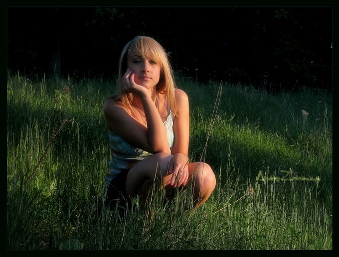 девушка, лето, портрет, трава, Andrey Zolotnitsyn