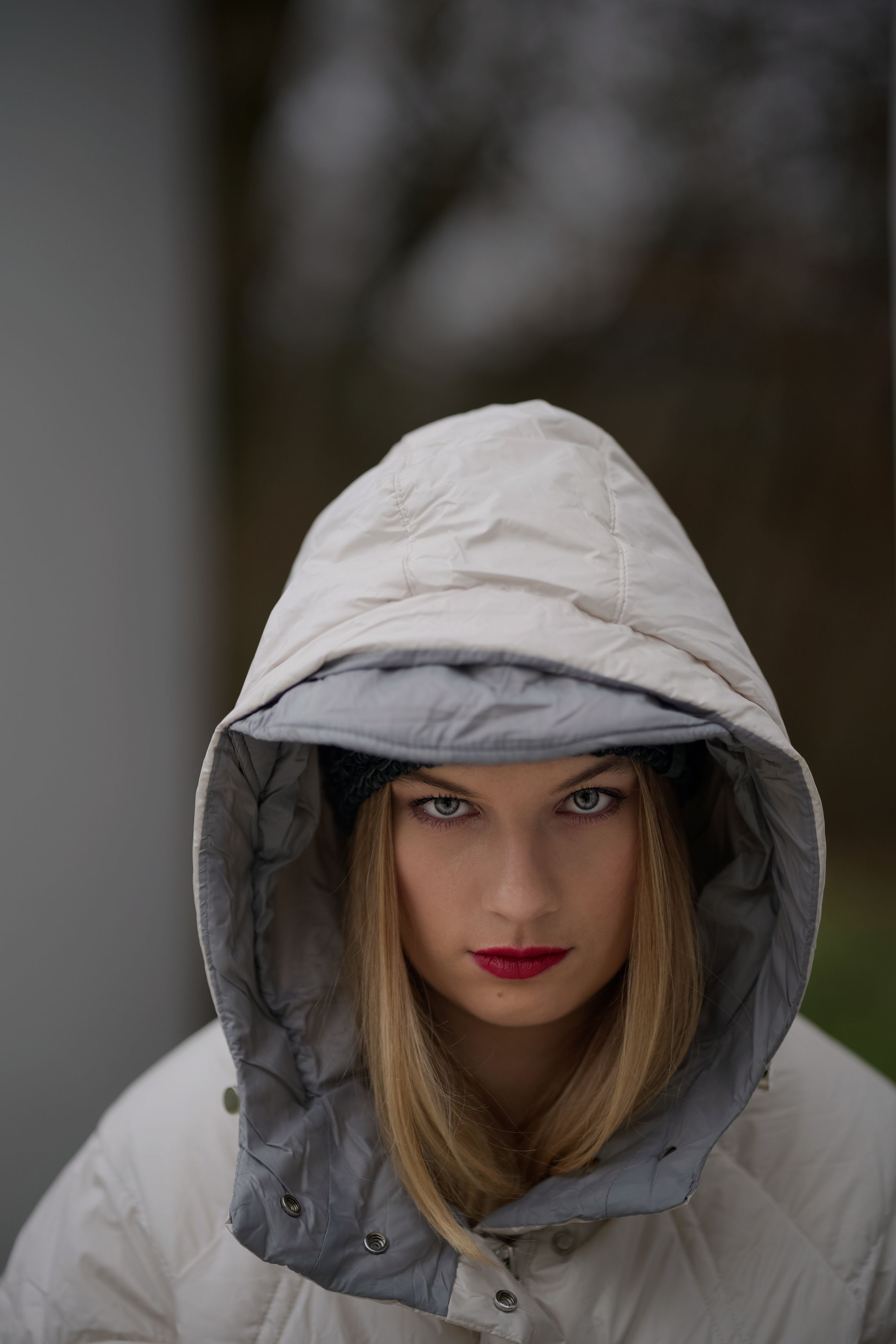 portrait, fashion, woman, girl, hood, outdoor, Mariusz Kusy