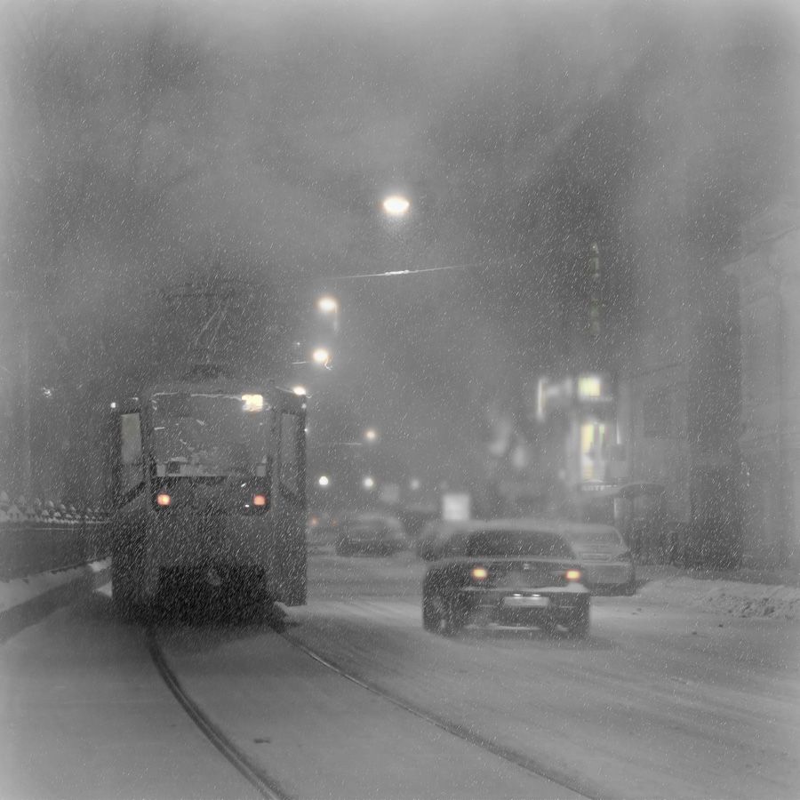 Москва, снегопад, трамвай, Shishkov Dmitry