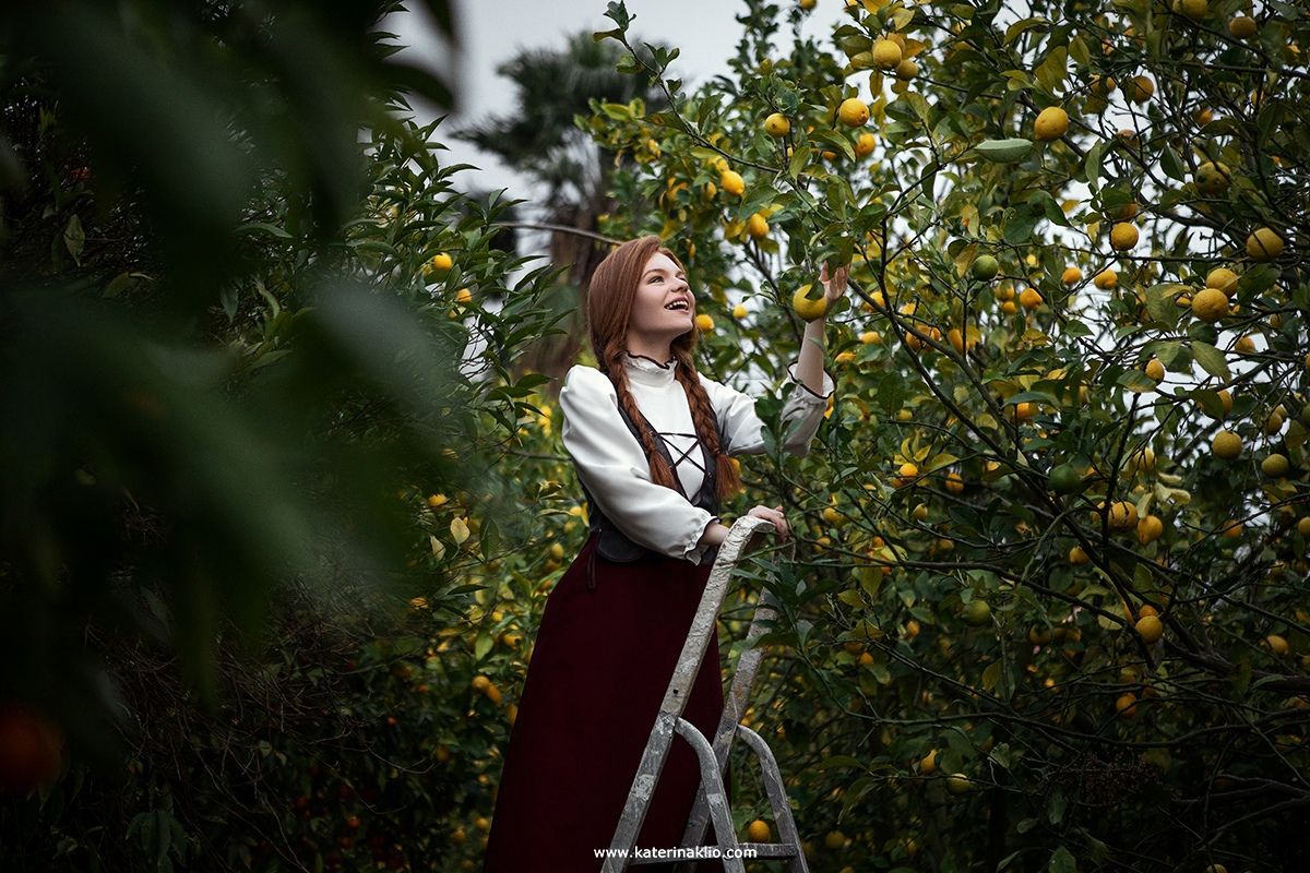 lost, artwork, gardens, oranges, lemon, tree, orange, grape, farm, farming, model, feeling, country, rancho, woman, girl, Катерина Клио