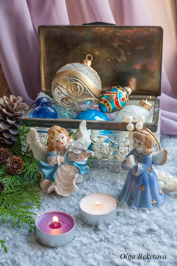 ангелочки, шарики, новый год, Бекетова Ольга