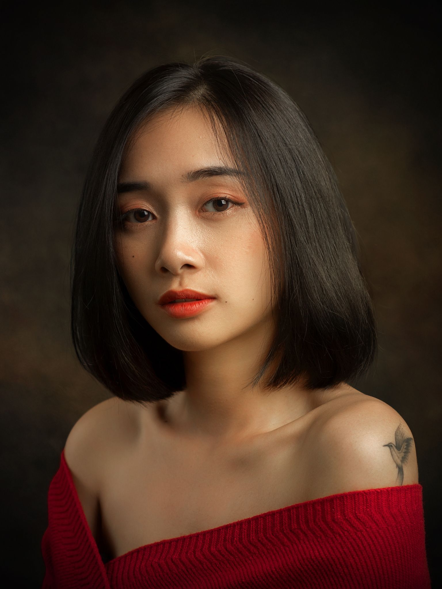 portrait, mood portrait, face, asian, vietnamese, vietnam, red, beauty, Nguyen Hoang Viet