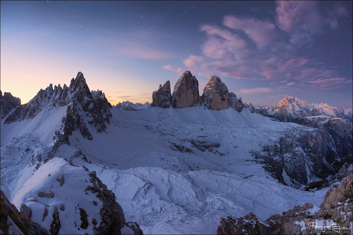 Alps, Bolzano, Di lavaredo, Dolomites, Drei zinnen, Italy, Rocks, South tyrol, Starry, Three peaks, Tre cime, Andrew Thrasher