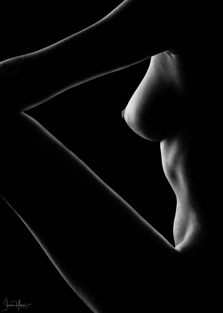 naked, woman, body, shade, light, studio, black and white, triangle , Sharon Yanai