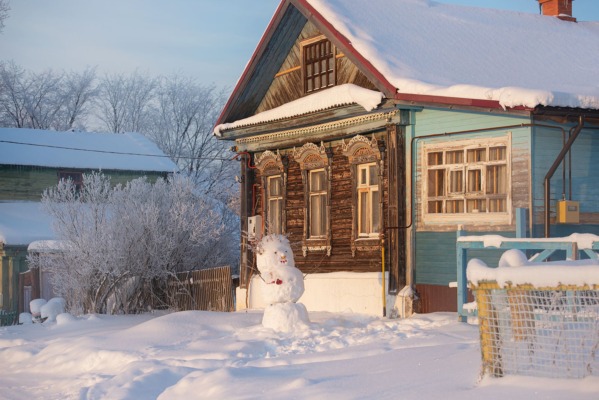 снеговик домик в деревне зима снег тутаев романов-борисоглебск, Сальников Евгений