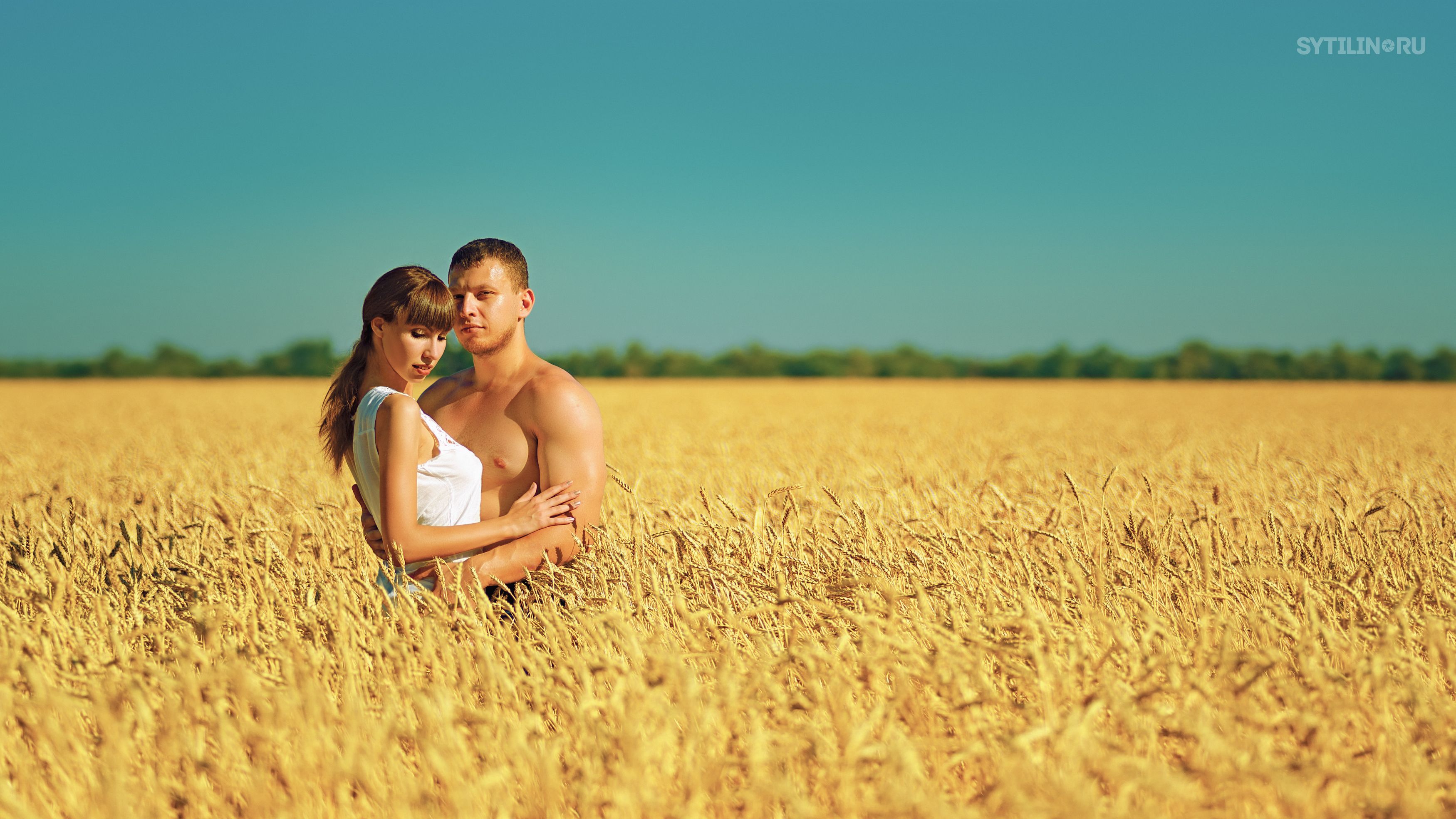 поле, пара, двое, пшеница, объятья, молодые, парень, девушка, жатва, романтичный, любовь, , Сытилин Павел