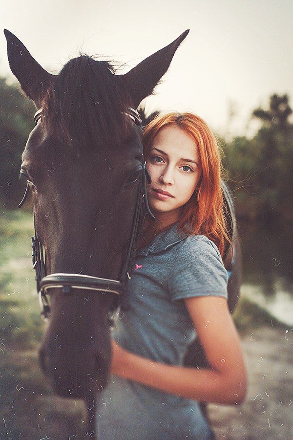девушка, модель, лошадь, природа, Руслан