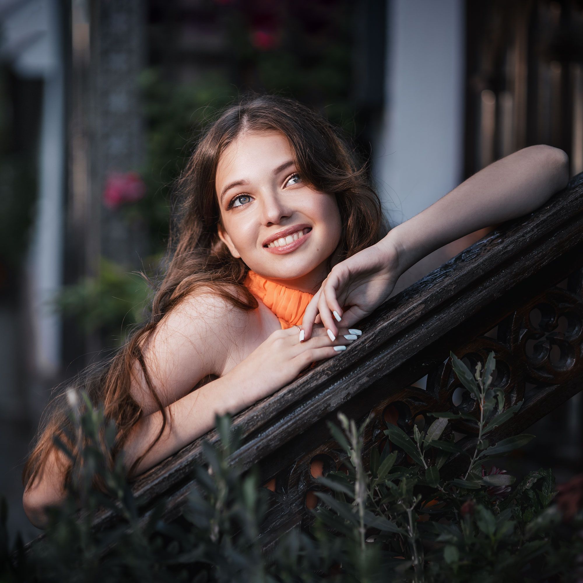 портрет темноволосая девушка лето оранжевый, Ирина Мухина