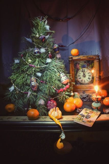 новый год, зима, натюрморт, елка, часы, Zadorina Svetlana