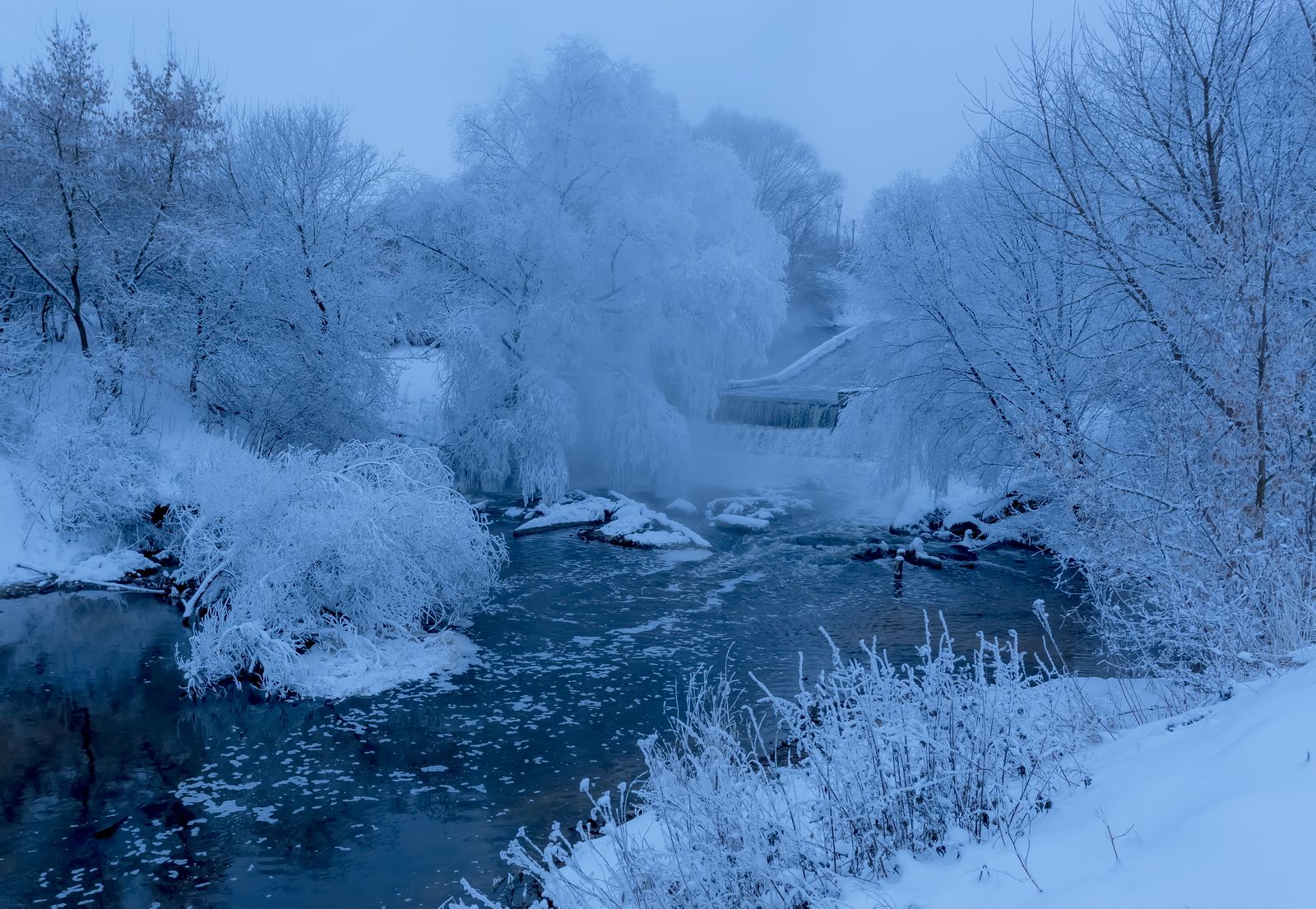 зима, иней, пейзаж, река, Юрий Морозов